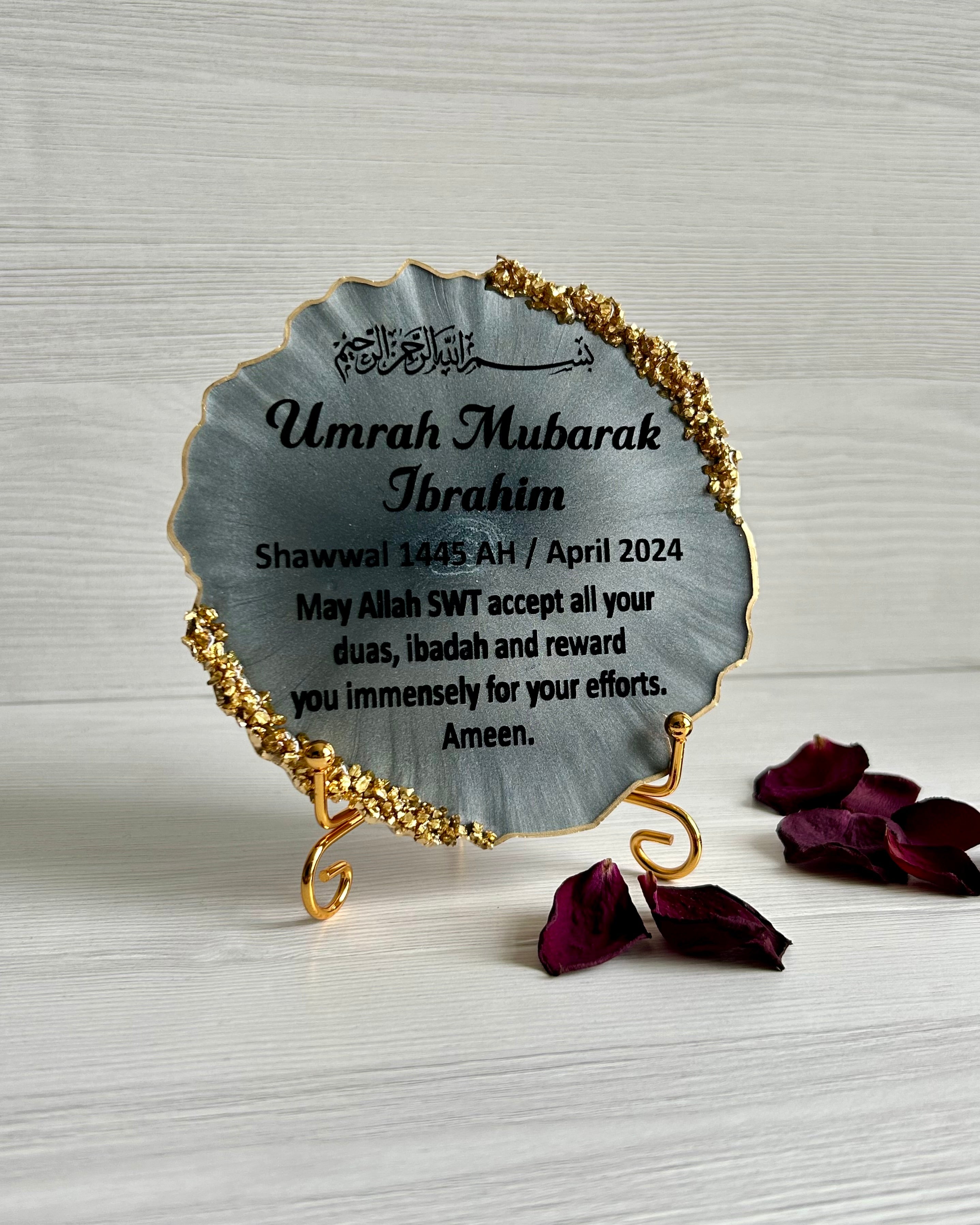 Elegant Geode/Style Resin Umrah Mubarak Plaque
